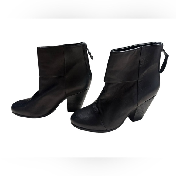 Rag and Bone black leather newbury heeled boot size 6.5 (37.5)like-new condition - Picture 1 of 5